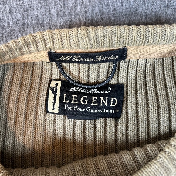 Eddie Bauer All Terrain Sweater Legend 4 Gen Mens Ribbed Crewneck Sweater XL Tan - Picture 2 of 7